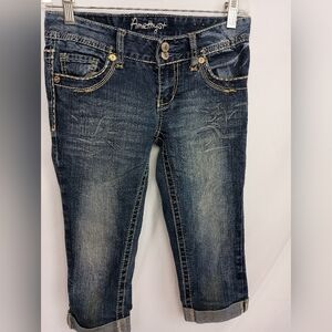2/$30 Amethyst Jeans Western Dark Blue Cropped Jeans (#394)